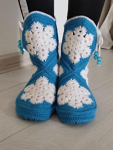 голубые: Домашние тапочки, 38.5, Новый, цвет - Голубой, Самовывоз — 3