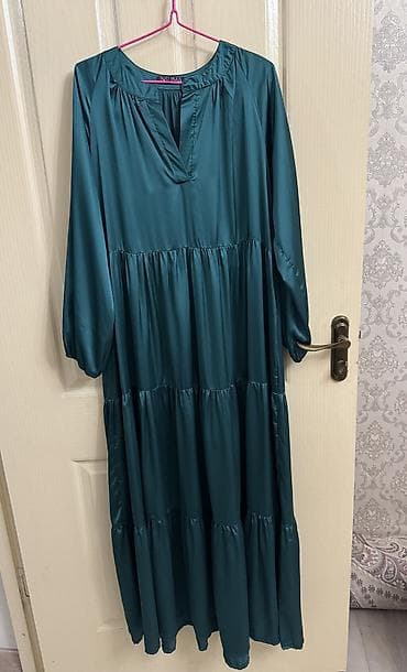 hand: Повседневное платье, Турция, Осень-весна, Длинная модель, Атлас, M, L — 3