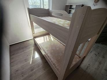 third edition solution: Двухъярусная детская кровать, Б/у, ЛДСП, цвет - Бежевый — 5