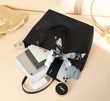 Женская сумка-тоут, черная - Формат: вместительная сумка shopper/tote