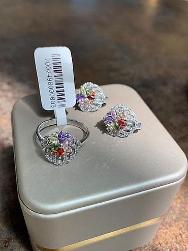 букеты: Комплект ювелирных украшений: кольцо и серьги из Серебра с — 1