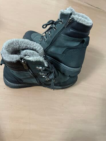 сапоги зимние женские натуральная кожа натуральный мех распродажа: Зимние ботинки унисекс серого цвета с высокой шнуровкой и меховой — 7