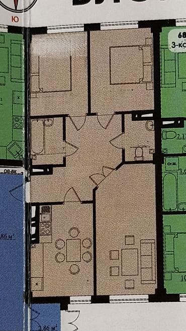 Недвижимость: 3 комнаты, 77 м², 5 этаж, Готовая ПСО (под самоотделку) — 4