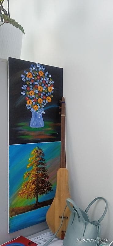 4 pot: Картина «Букет в вазе» + картина «Дерево у воды» - Авторские холсты — 1