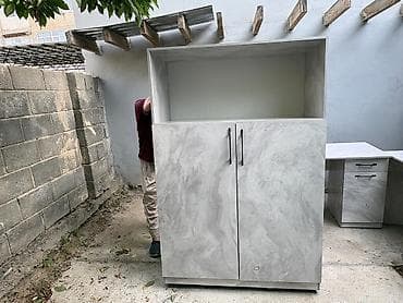 ашкана столдор: Кеңсе үчүн үстөл, Жөндөлбөй турган, түсү - Боз, Тик бурчтуу, ЛДСП — 7