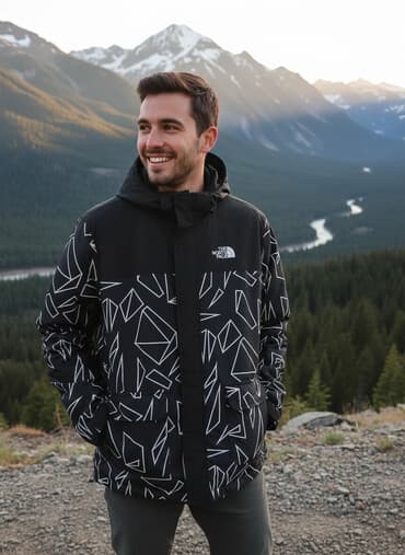 tech fleese: Куртка The North Face с капюшоном. Размер -4XL - Цвет: черный верх и — 1