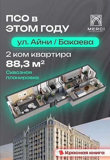 Кыймылсыз мүлк: 2 бөлмө, 88 м², Жумушчу Шаарча Элитка, 12 кабат, ПСО (өз алдынча бүтүрүү) — 3