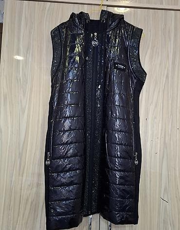 пальто новое: Утепленный, Тканевый, Осень-весна, Полиэстер, По колено, Стеганый — 1