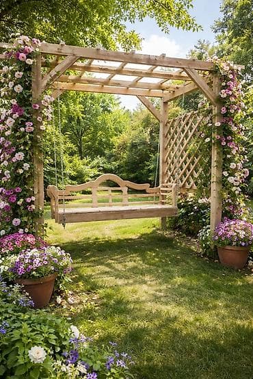 раковина для ванной с тумбой: Садовые качели Дерево, Со спинкой, С крышей — 2