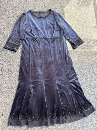 замшевое платье рубашка: Вечернее платье, А-силуэт, Длинная модель, Велюр, С рукавами, 2XL — 5