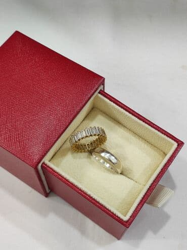 эксклюзивные свадебные пригласительные: Серебряные парные кольца Серебро напыление жёлтое золото 925 пробы — 2