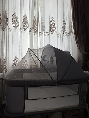 Детская приставная кроватка, Новый, Без колесиков, цвет - Серый at lalafo.kg Детская приставная кроватка, Новый, Без колесиков, цвет - Серый