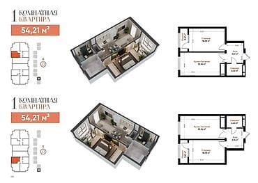 2 комнаты, 55 м², Элитка, 15 этаж, Готовая ПСО (под самоотделку)