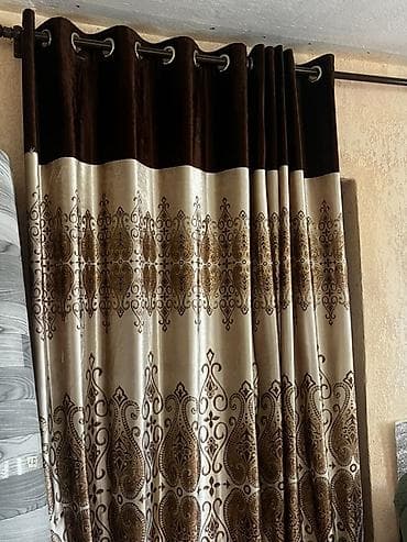 горки для дома: Комплект штор, Велюр, Готовое изделие, Б/у, Для зала — 1