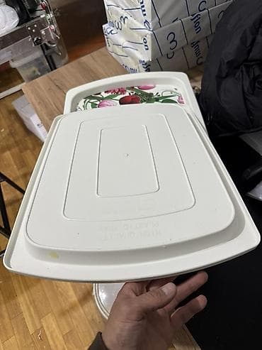 пасуда жумуш: Пластиковый поднос с цветочным принтом - Материал: легкий и прочный — 2