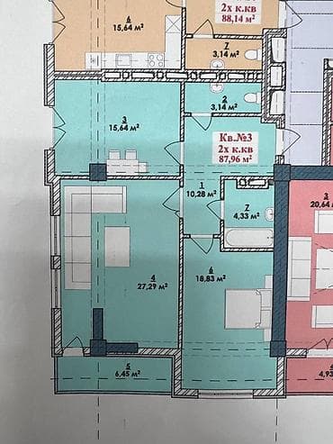 2 комнаты, 87 м², 10 этаж, Готовая ПСО (под самоотделку) — 4