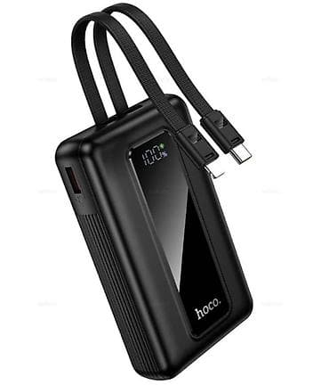 mac safe: Внешний аккумулятор Hoco (черный) - Встроенные два кабеля: USB‑C и — 1
