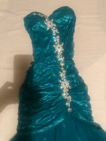 длинные платья в пол зеленого цвета: Турецкое, вечернее платье со шлейфом. Размер 44-48, на рост 170-180 — 2