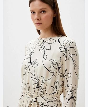 Жеке буюмдар: Платье на поясе с принтом Sabrina Scala – модель длины миди в белом — 2