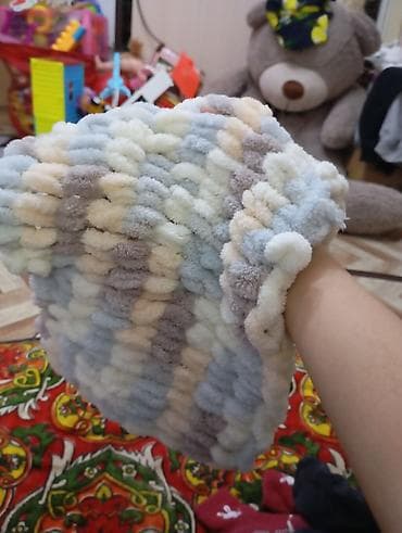 вязанные шапки: Шапка, Бини, Пряжа, Осень-весна, Крупная вязка — 1