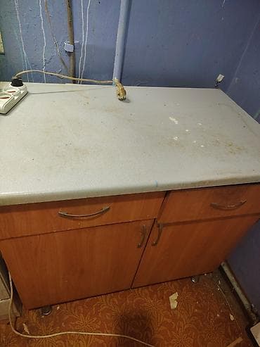 шкафы для кухня: Тумба для кухни, Б/у, Без мойки, Напольная, ДСП, цвет - Серый — 1