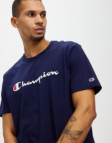 Мужская футболка, L, Champion, Новый, цвет - Синий, Бесплатная доставка