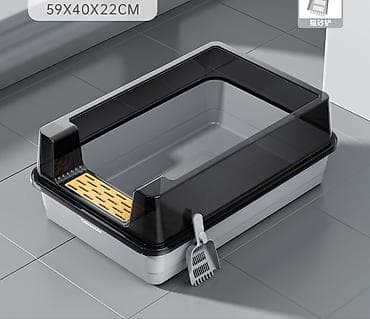 Үй жаныбарлары: Лоток для кошек с высоким бортиком и антиразбросной решёткой — 1