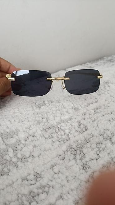 очки chrome hearts: Очки солнцезащитные безободковые - Форма линз: прямоугольная, узкая - — 1