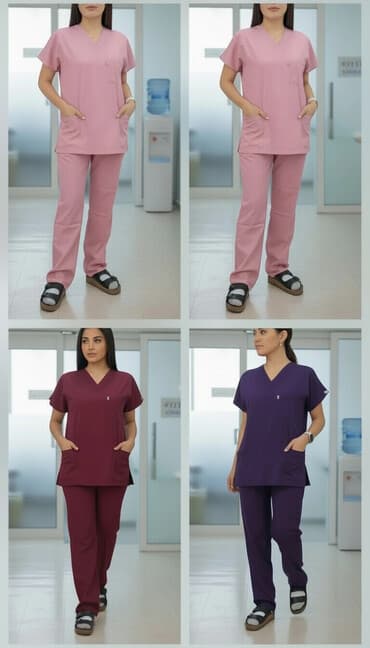 Медициналык кийим: Медицинские комплекты (топ + брюки) унисекс. - Крой: классический — 1