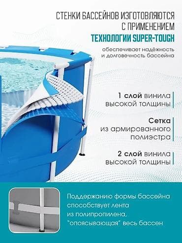 круглый каркасный бассейн: Каркасный бассейн Intex 305×76 см - Объем: 4485 л (при заполнении на — 5