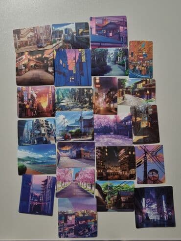 наклейка на банковскую карту: Продаю набор аниме-карточек с красивыми артами городских пейзажей — 1