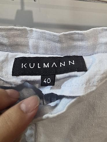 льняные брюки: Льняные брюки KULMANN - Модель: прямые, свободного кроя - Размер по — 2