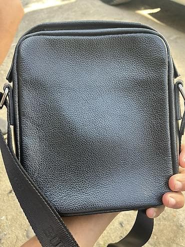 Мужская сумка через плечо BUTUN, черная. - Материал: фактурная кожа