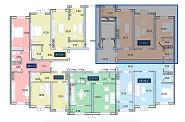 2 комнаты, 73 м², Элитка, 4 этаж, ПСО (под самоотделку) — 4