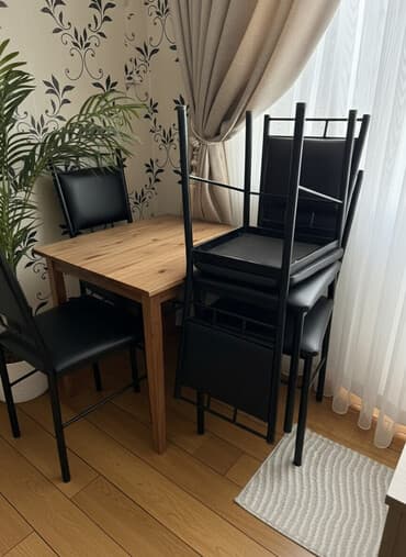 кожанный диван: Стул для кухни, Б/у, Железо, цвет - Черный — 1