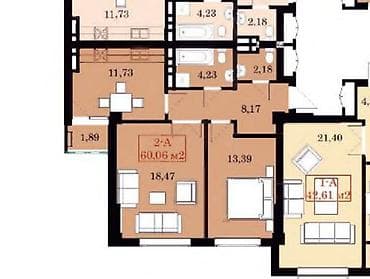ихлас ждал: 2 комнаты, 60 м², Джал-15 Элитка, 13 этаж, ПСО (под самоотделку) — 4