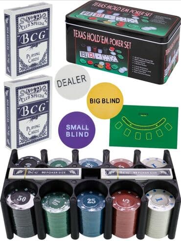 наборы для настольного тенниса: Набор для покера "Texas Hold'em" в металлическом кейсе — 9