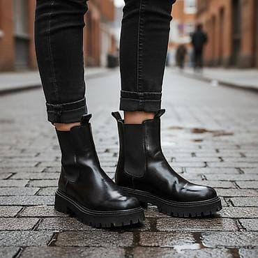 Женские ботинки челси б/у одевала один раз,не подошёл размер, черные