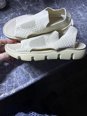 кожанные сандали: Женские сандалии/сланцы с вязаным верхом - Размер: 40 (маркировка на — 1