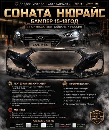 Бампер передний для Hyundai Sonata New Rise (2015–2018) Описание: -
