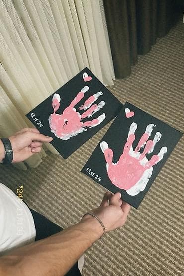 Товары для праздников: Набор для отпечатков рук на холсте — творческий комплект для семейных — 1