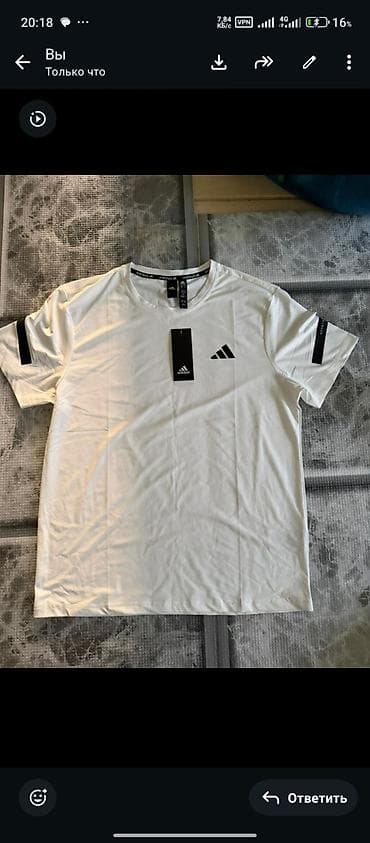 Футболки: Мужская футболка, Все размеры, Adidas, Новый, цвет - Белый, Платная доставка — 1