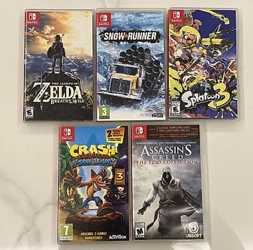 nintendo switch 1: Игровые картриджи Zelda + Splatoon 3 + Crash + Ezio Collection + — 1