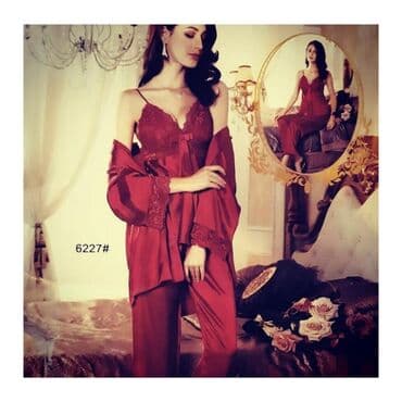 белая ночная сорочка: Стильная тройкачетверка пижама 

Ткань:Атлас — 3