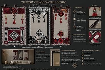 Декор жана интерьер: Триптих "Уч доор" - 3 поколения 3 старинных панно в стиле курак — 1