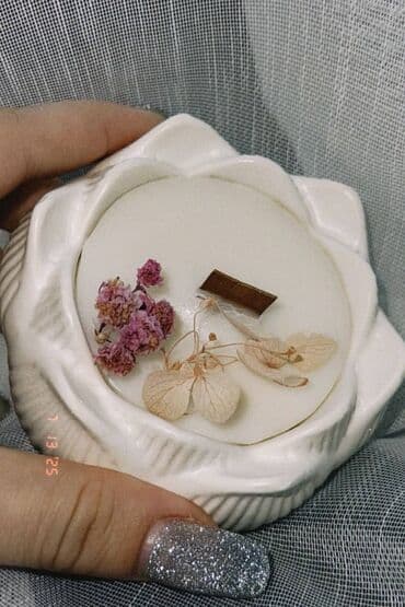 чехол ми 11 лайт: Стильная свеча в гипсовом кашпо в форме лотоса. Идеальный декор для — 1