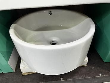 столешницу с мойкой: Раковина для ванной, Особенности: Глянцевое, Круглая форма, Материал: Керамика — 1