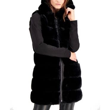 tech fleese: VIA SPIGA. Рифленый жилет с капюшоном из искусственного меха.Вставки — 5