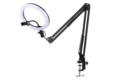 кольцевая лампа для видео: Кольцевая лампа "BobbyStudio Light" Punk 33см с кронштейном для стола — 1