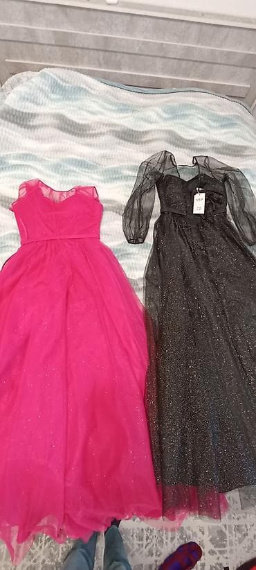 Вечернее платье, Пышное, Длинная модель, Фатин, С рукавами, Корсет, S